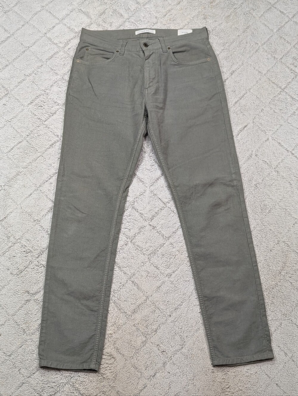 Billy Reid Jeans Mens 32x32 Green Gray Moleskin Cochran Slim Fit Cotton Stretch
